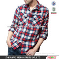 fashion tailored fit long sleeve check flannel mens casual shirts with two pockets